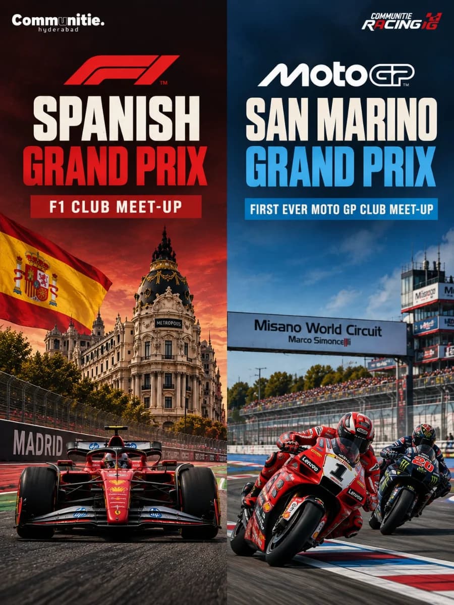 Spanish Grand Prix & San Marino Moto GP club meet-up experience poster