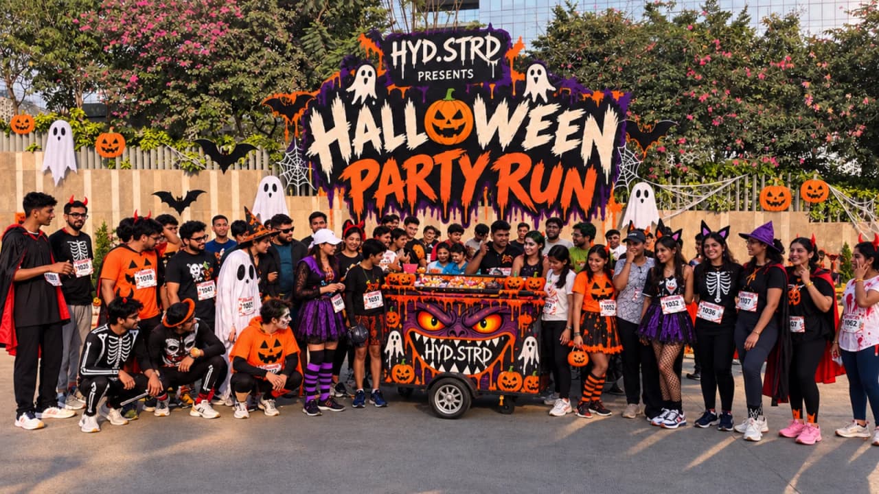 Halloween party run experience poster