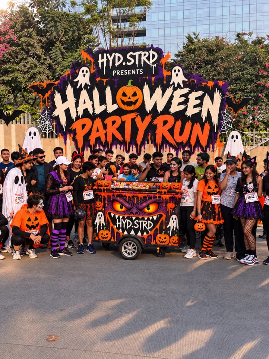Halloween party run experience poster