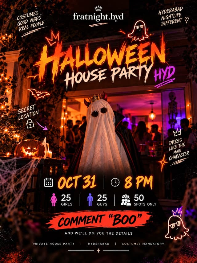 FRATNIGHT HYD | Halloween House Party — Free Entry, Drinks & Live DJ