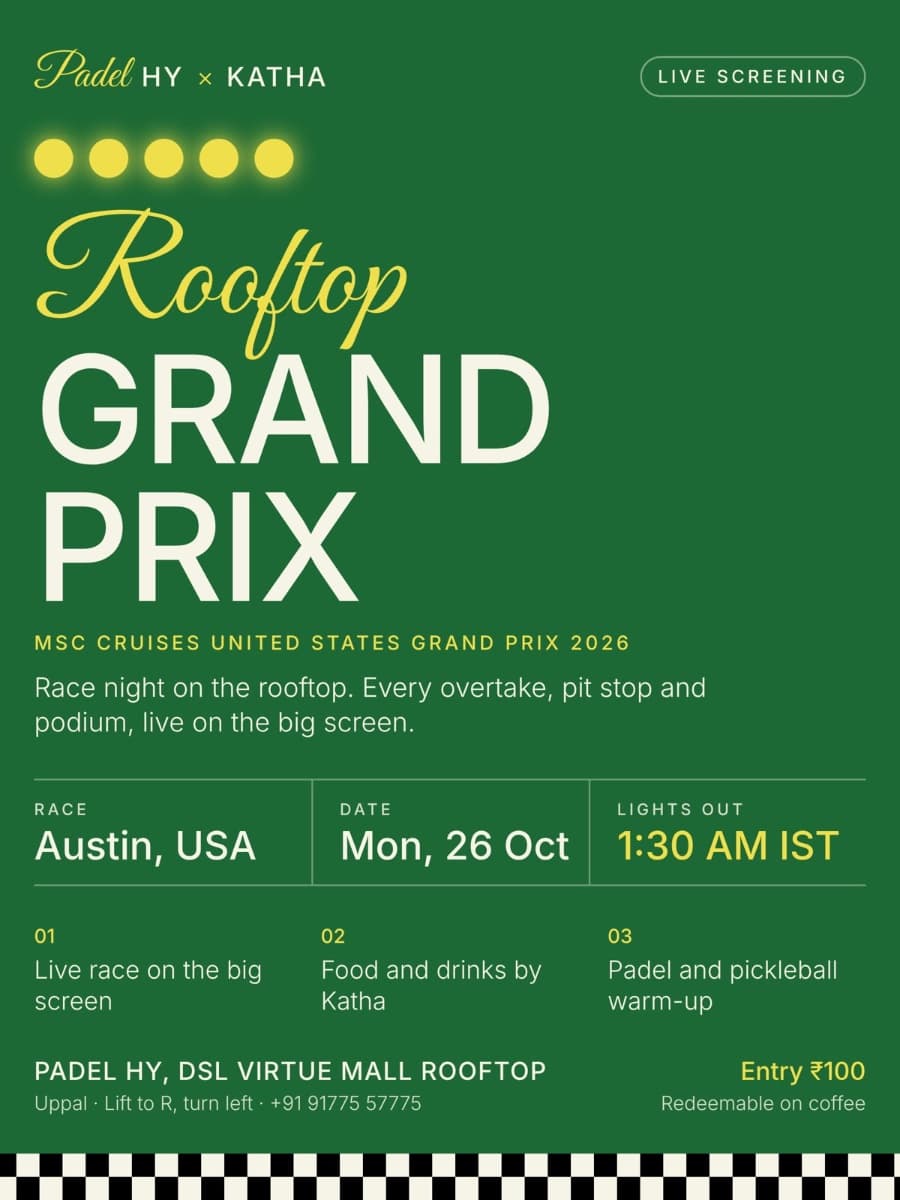 Rooftop Grand Prix — PADEL HY × Katha Coffee experience poster