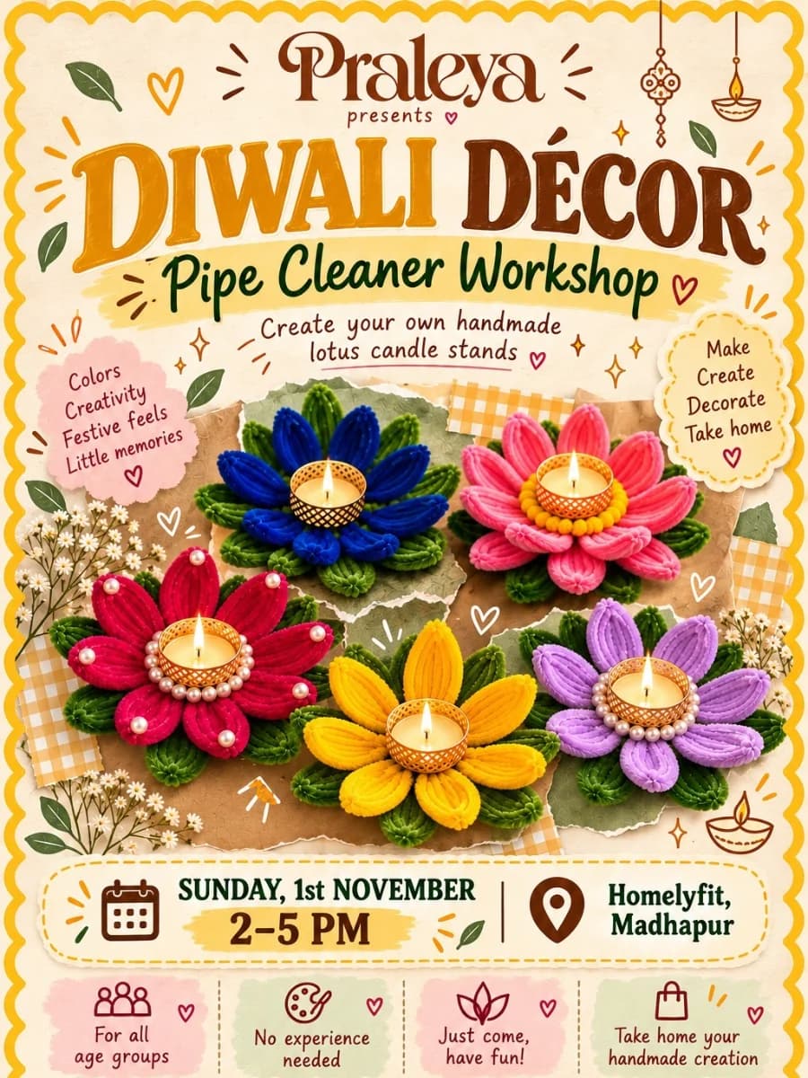 Diwali Décor Pipe Cleaner Workshop experience poster